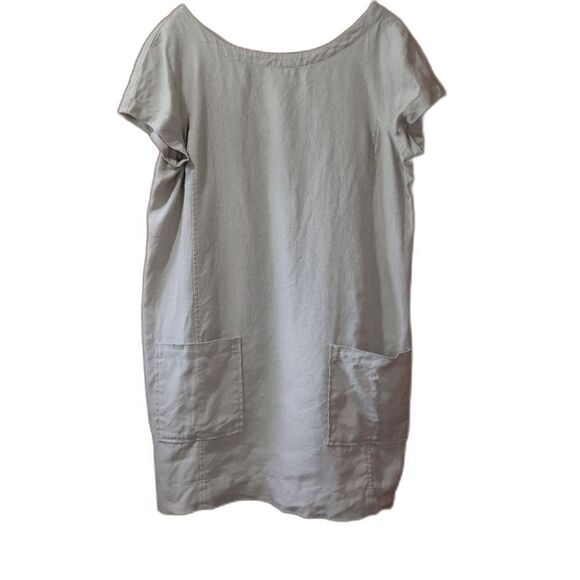 Eileen Fisher Dresses & Skirts - Eileen Fisher Tan Linen Shift Dress 100% Organic Linen Dress LG *stain